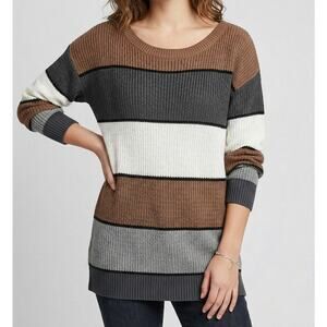ady P Womens Large Acrylic Colorblock Striped Sweater